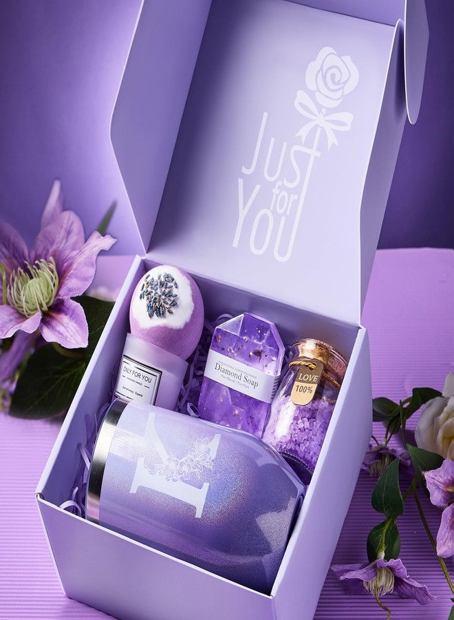 MADDIFY Gifts for Women, Mom, Wife, Girlfriend, Sister, Friends, Her - Unique Birthday, Christmas, Valentine's Day, Mothers Day Gifts - Initial Lavender Spa Gift Basket Set (K) - Image 2